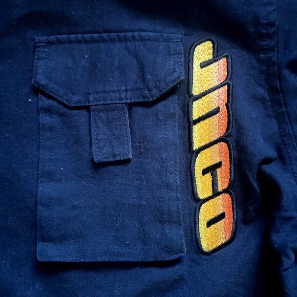 Vintage 90s JNCO Flamehead Navy Blue Utility Cargo Embroidered Jacket XL NWT - Picture 5 of 12